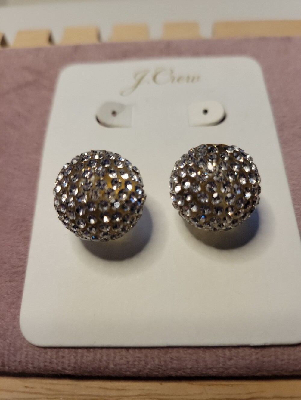 J. Crew Gold Tone  Crystal Pavé Disco Pacman Shaped Stud Earrings So Cute!